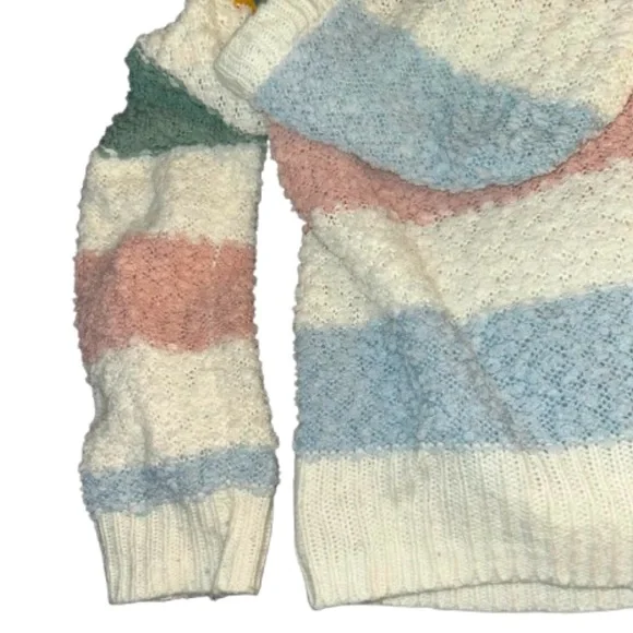 Jolie & Joy Girls Size Large (14) Pullover Hooded Popcorn Striped Sweater - Picture 2 of 8